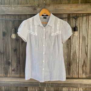 Calvin Klein Jeans Striped Blouse with Lace Detail